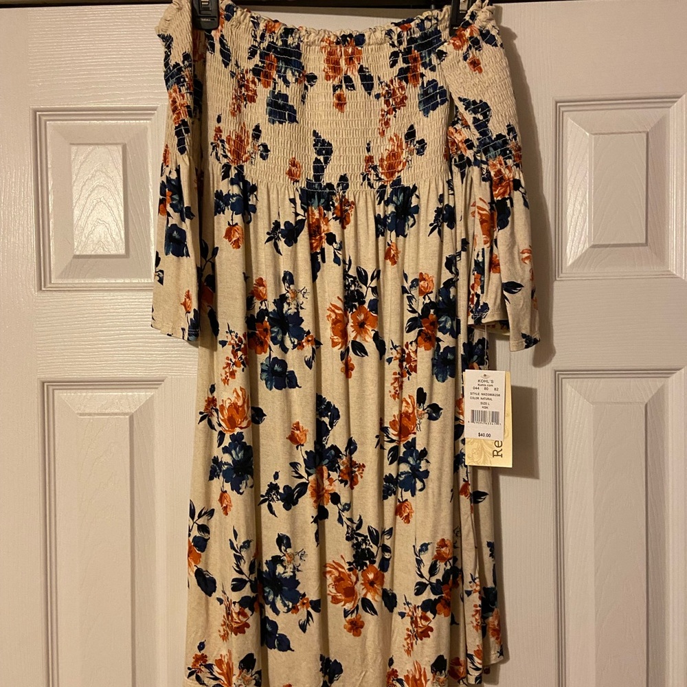 Rewind off shoulder floral mini